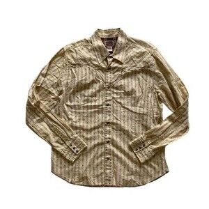 Vintage Red Men’s XL Western Snap Button Long Sleeve Shirt Floral‎ Yellow Rose